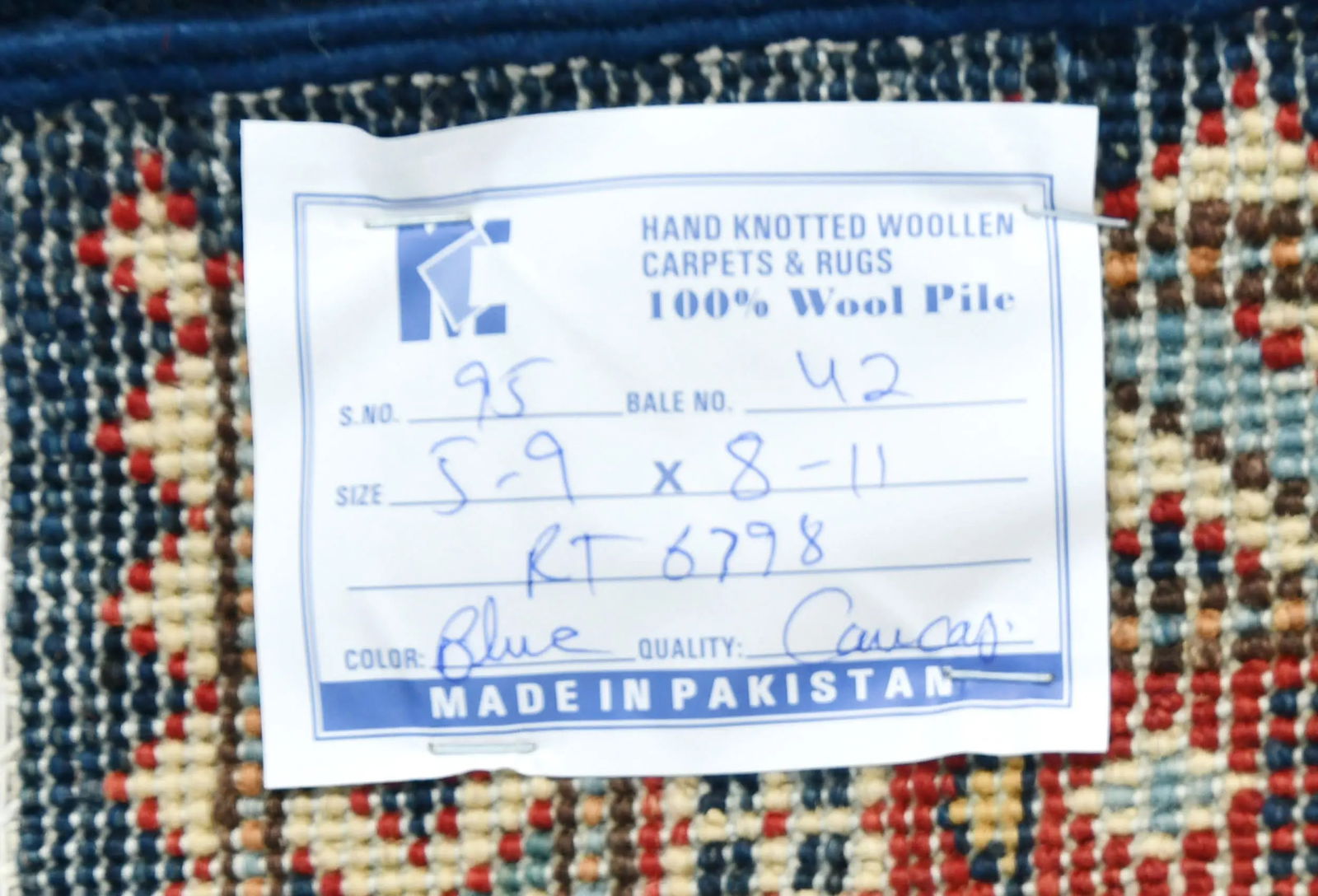 Dark Navy Tribal Geometric 6X9 Kazak Pakistan Rug - 12