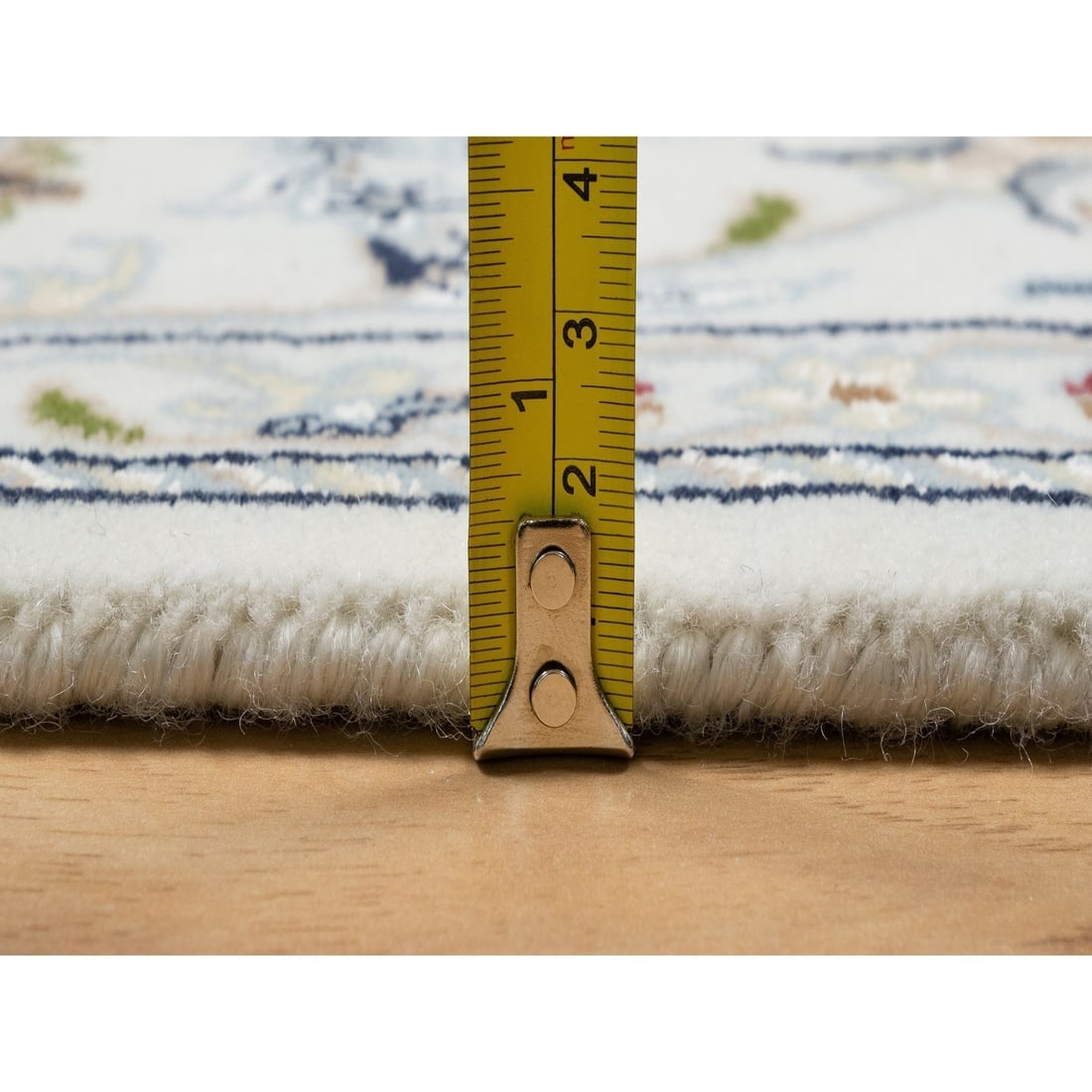 Natural White, Hand Knotted, Nain Design, 250 KPSI, Wool and Silk Rug - 10