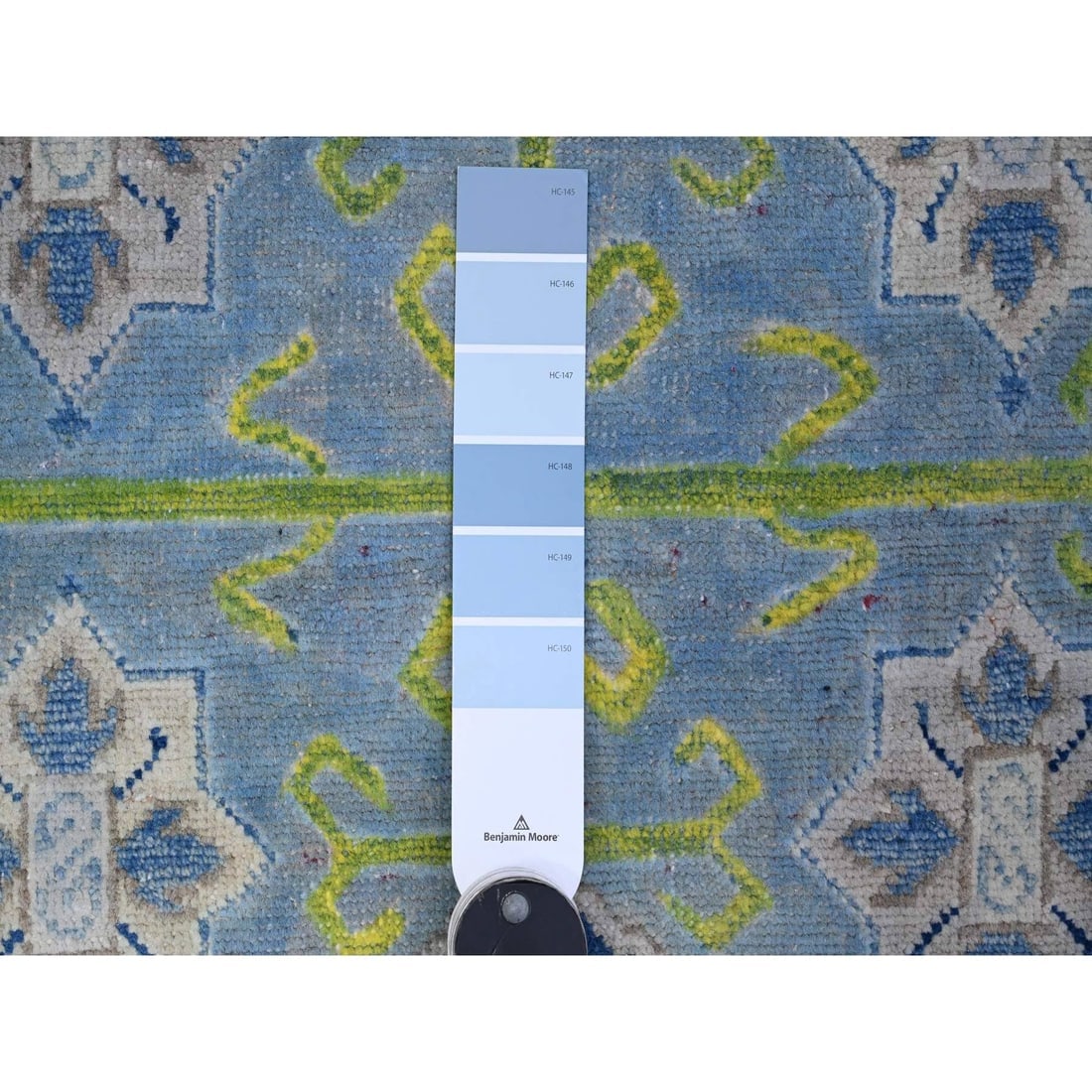 Glaucous Gray Fusion Kazak Vibrant Caucasian Design Oriental Rug - 3