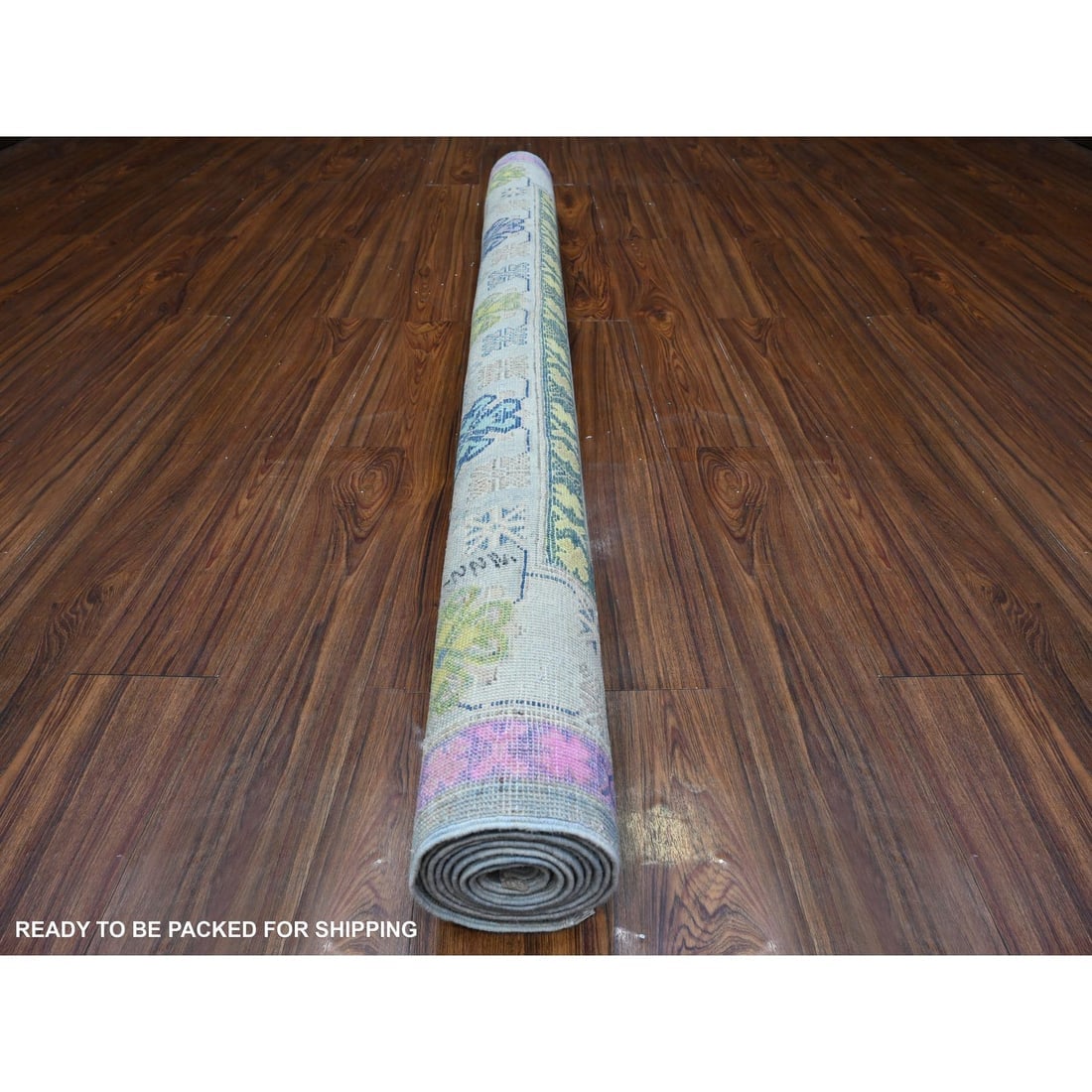 Glaucous Gray Fusion Kazak Vibrant Caucasian Design Oriental Rug - 4