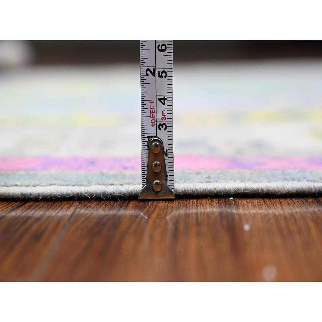 Glaucous Gray Fusion Kazak Vibrant Caucasian Design Oriental Rug - 5