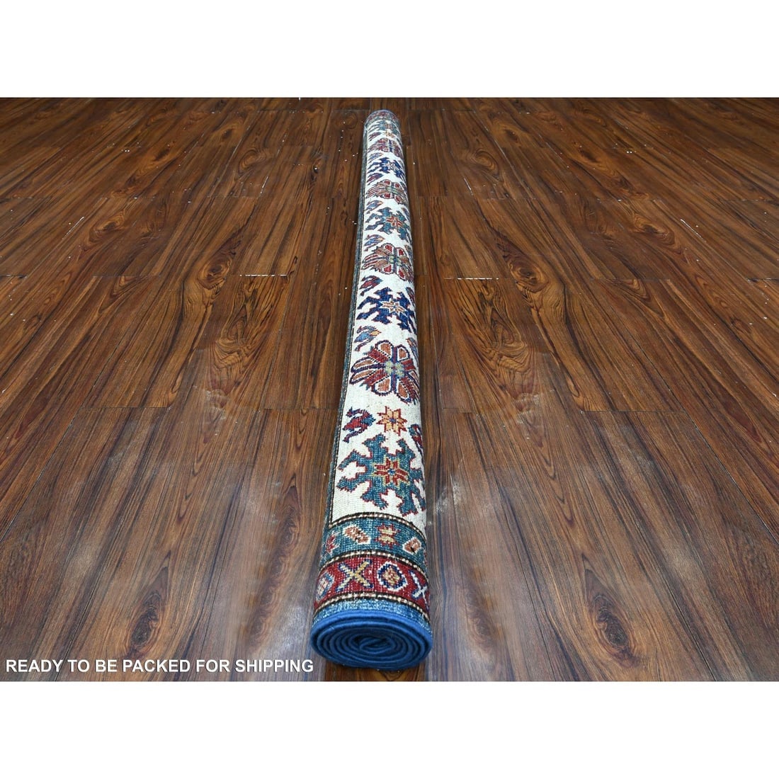 Blue Hand Knotted Super Kazak Tribal Elements Wool Square Oriental Rug - 4