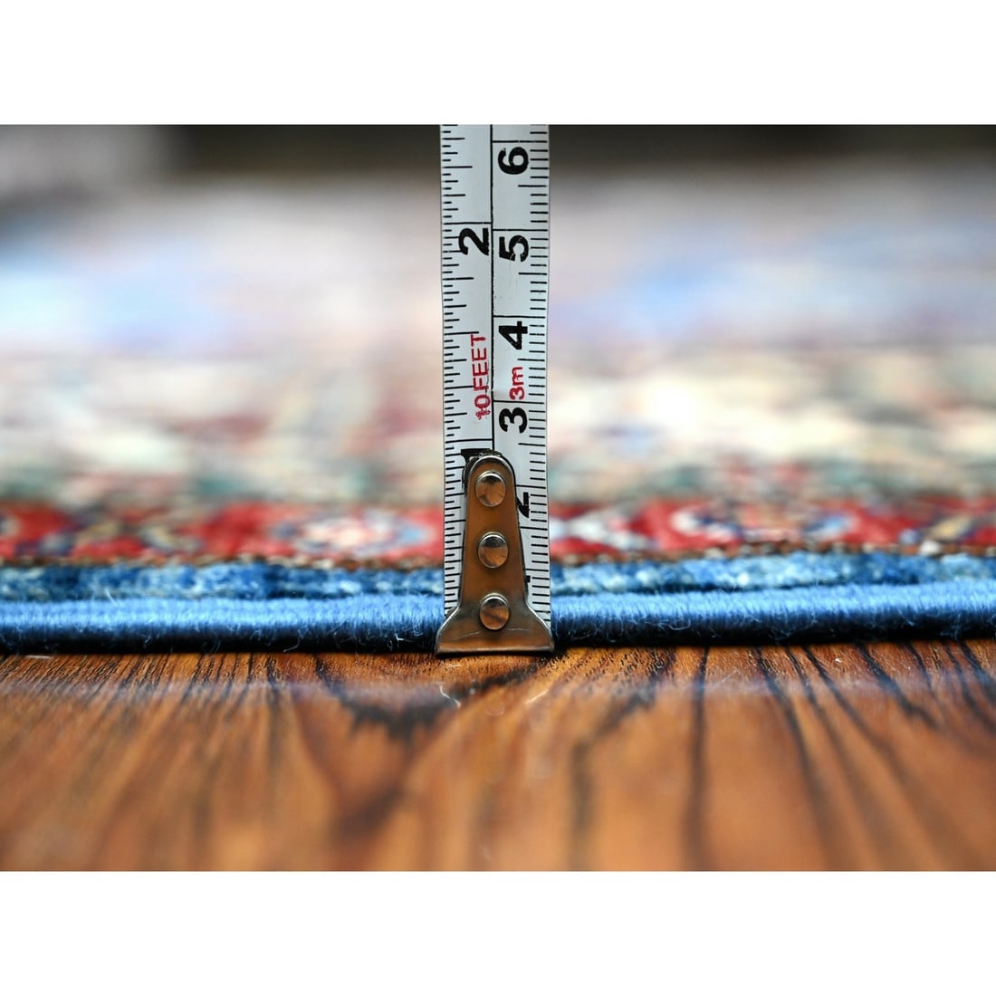 Blue Hand Knotted Super Kazak Tribal Elements Wool Square Oriental Rug - 5