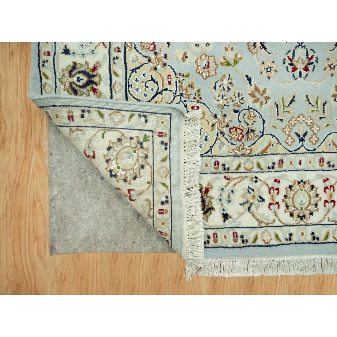 Blue Hydrangea Nain Center Medallion Hand Knotted 100% Wool Rug - 3