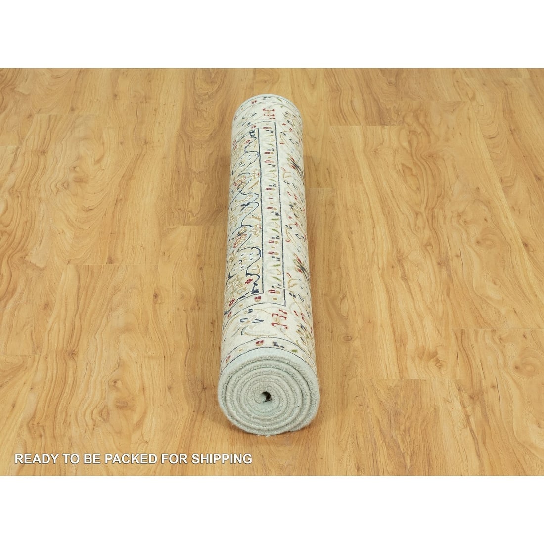 Blue Hydrangea Nain Center Medallion Hand Knotted 100% Wool Rug - 6