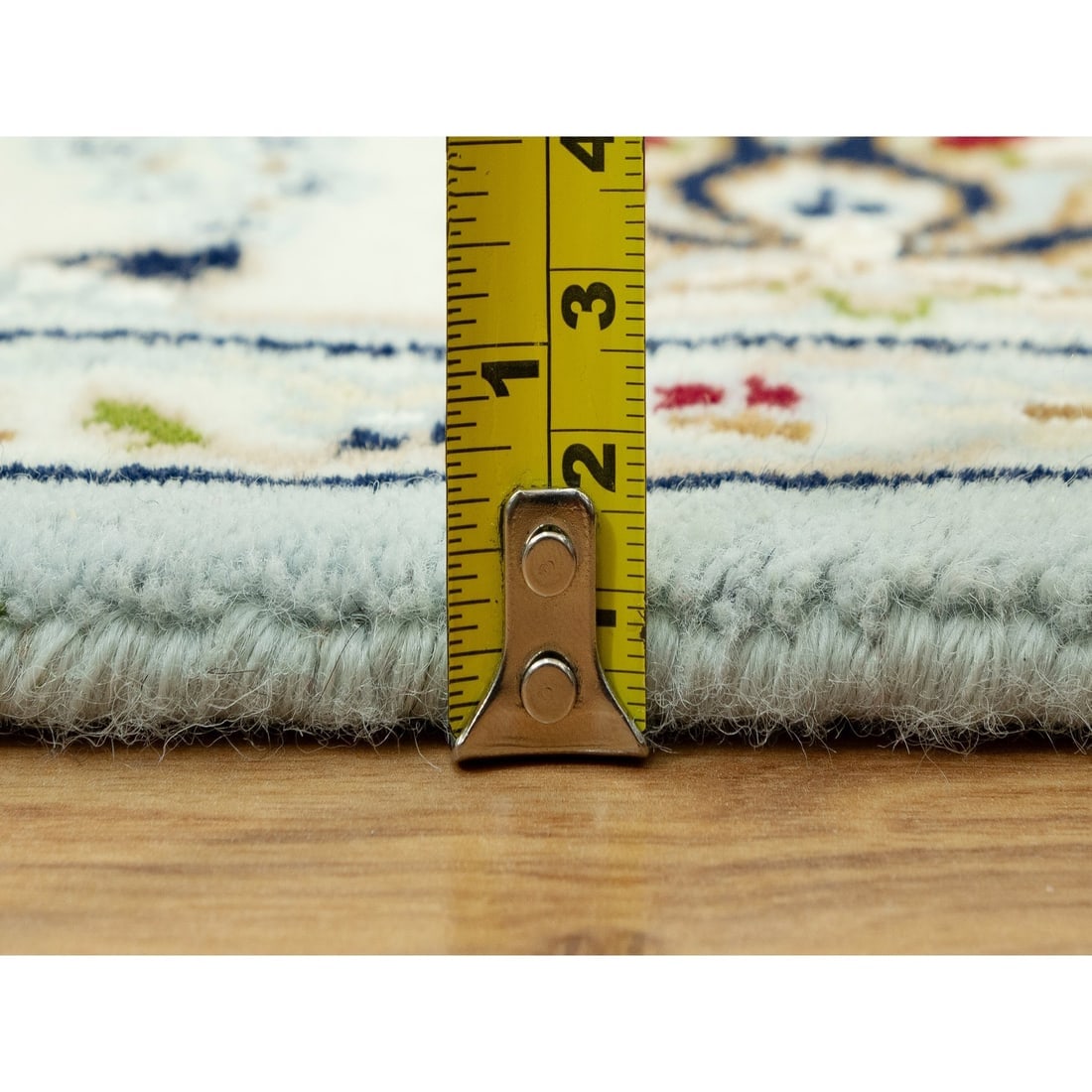 Blue Hydrangea Nain Center Medallion Hand Knotted 100% Wool Rug - 7