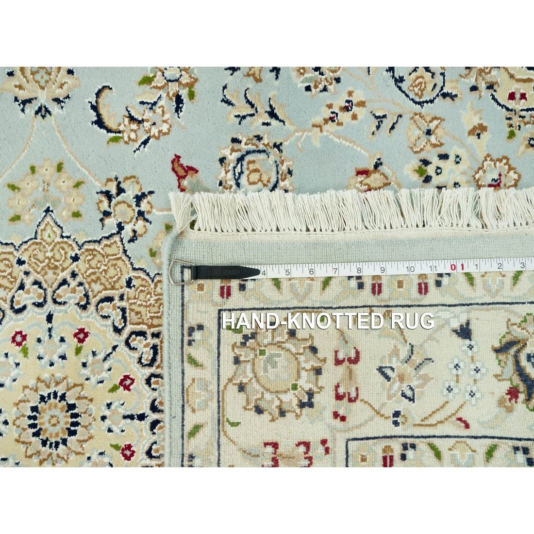 Blue Hydrangea Nain Center Medallion Hand Knotted 100% Wool Rug - 8