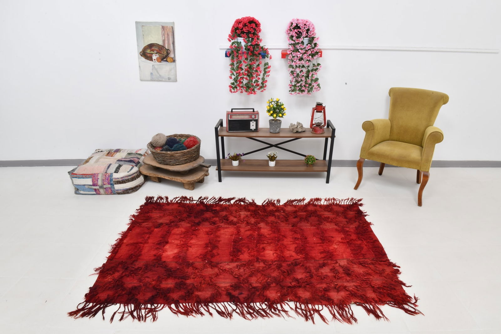 4'0'' x 6'7'' Tulu Filikli Kilim Rug - 70353 - 5