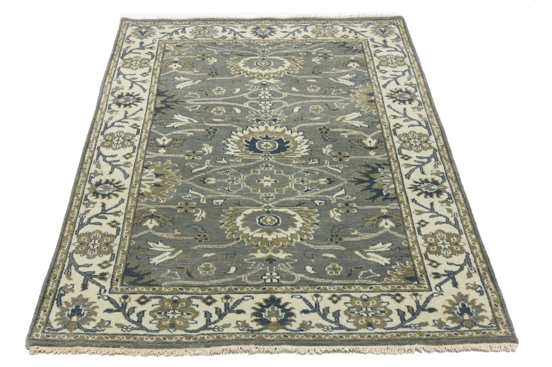 Taupe Floral Osh Chobi 4X6 Peshawar Oriental Rug - 2