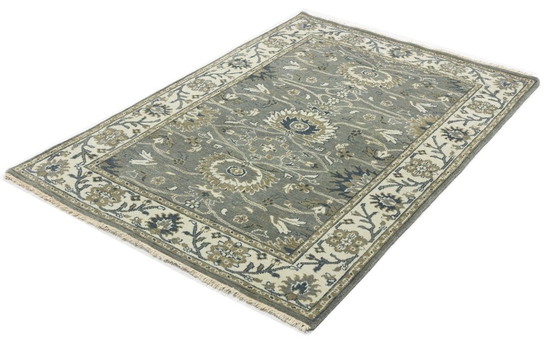 Taupe Floral Osh Chobi 4X6 Peshawar Oriental Rug - 3