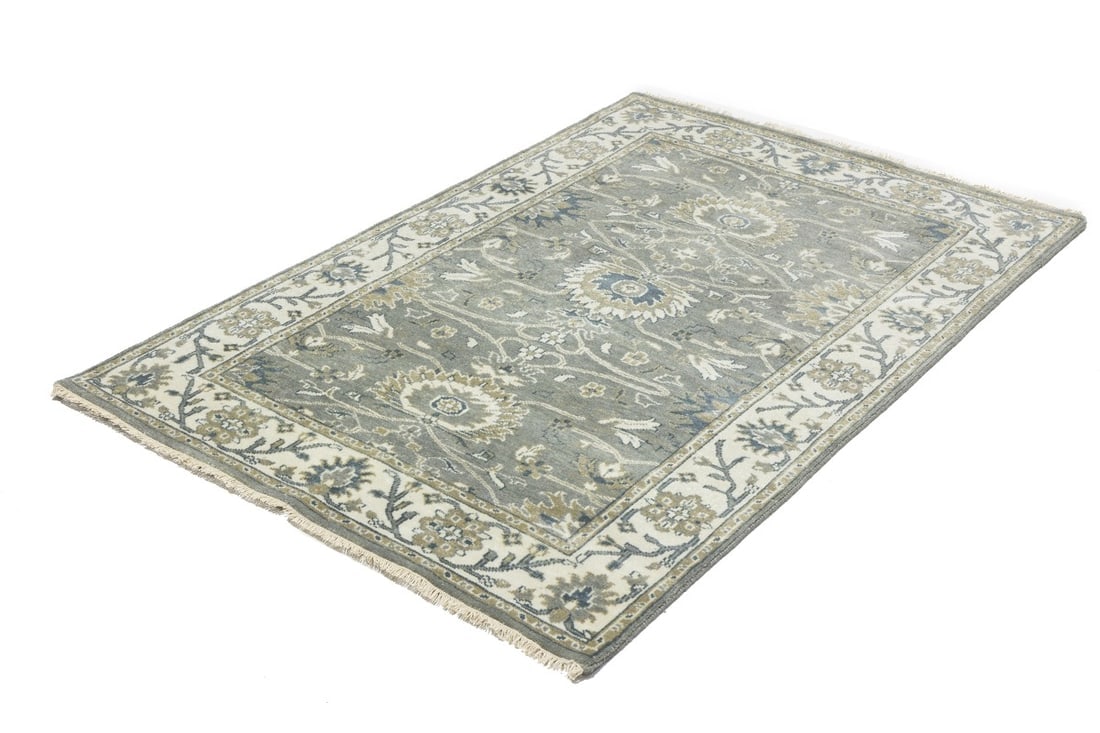 Taupe Floral Osh Chobi 4X6 Peshawar Oriental Rug - 5