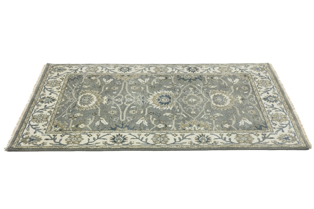 Taupe Floral Osh Chobi 4X6 Peshawar Oriental Rug - 6