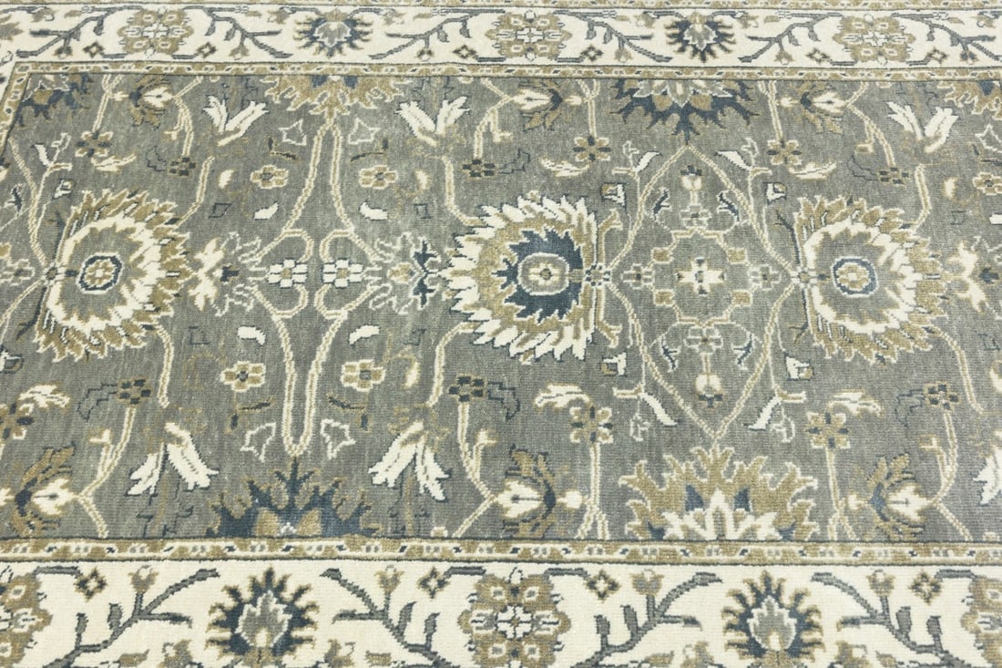 Taupe Floral Osh Chobi 4X6 Peshawar Oriental Rug - 7