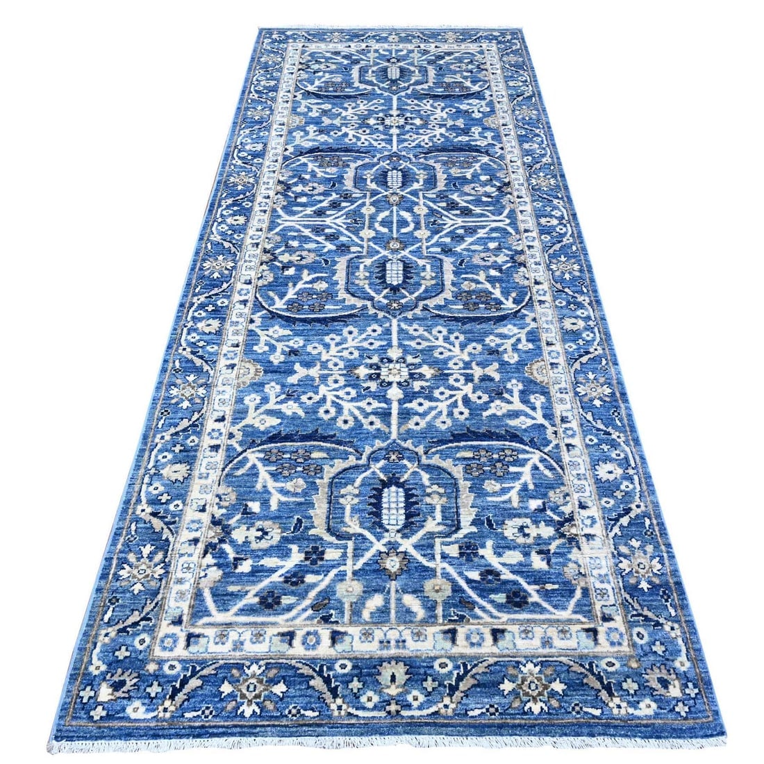 Ceruleau Blue Heris All Over Design Wool Hand Knotted Oriental Rug: Title: Ceruleau Blue Heris All Over Design Wool Hand Knotted Oriental Rug Description: This is a truly genuine one-of-a-kind. It has been Knotted for months and months in the centuries-old weaving cra