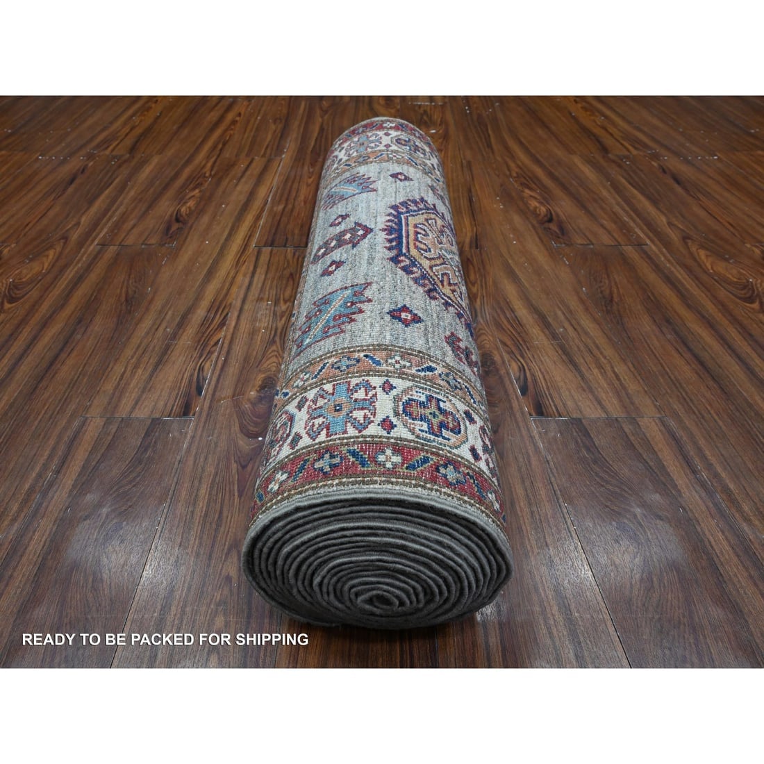 Battleship Gray Hand Knotted Super Kazak Wool XL Runner Oriental Rug - 4