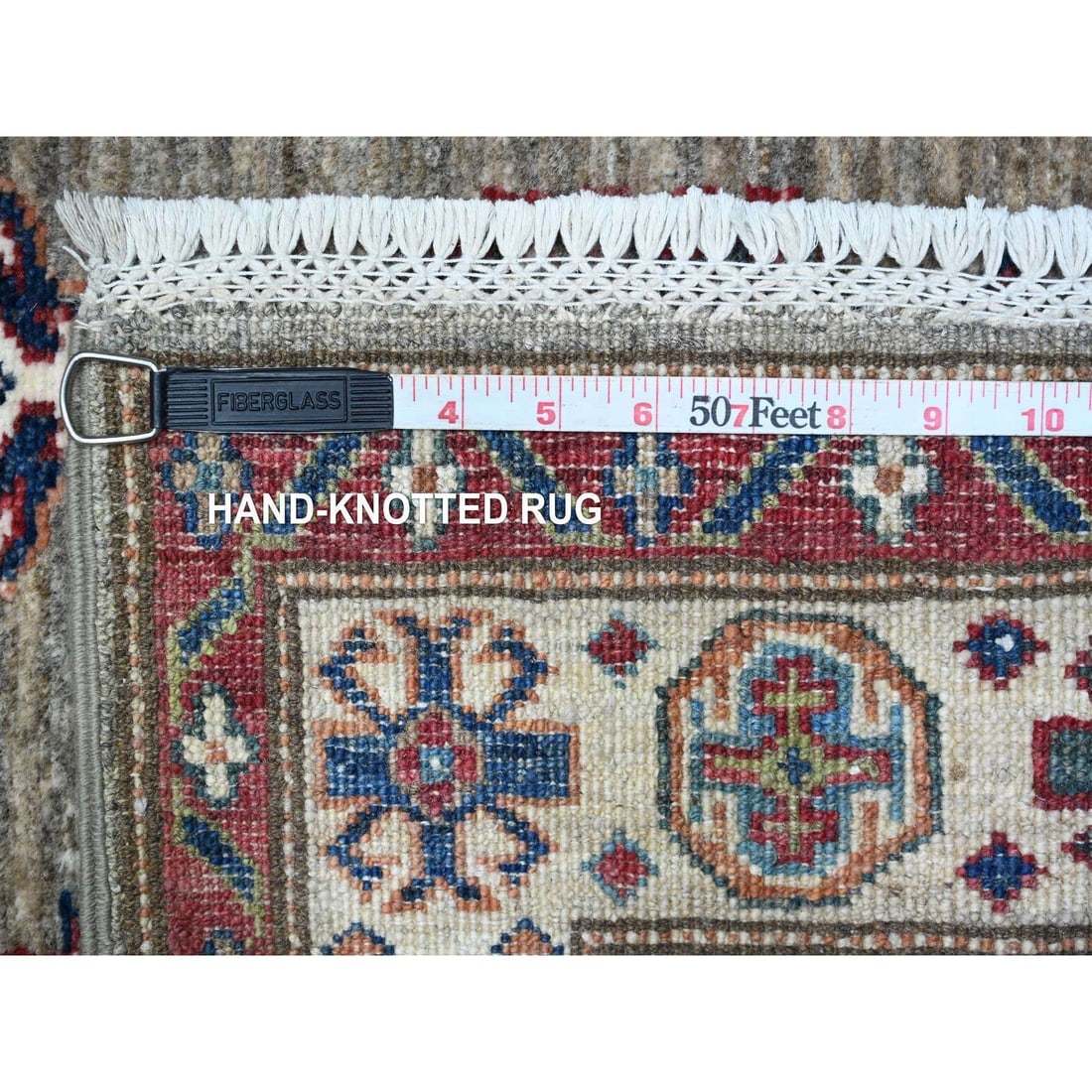 Battleship Gray Hand Knotted Super Kazak Wool XL Runner Oriental Rug - 6