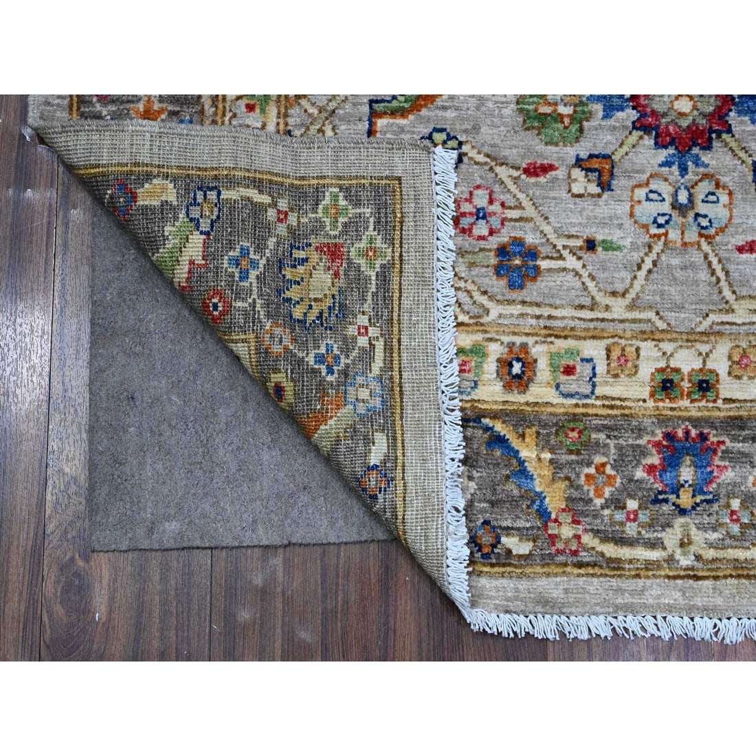 Gray Heriz All Over Design Hand Knotted Wide Runner Oriental Rug - 2