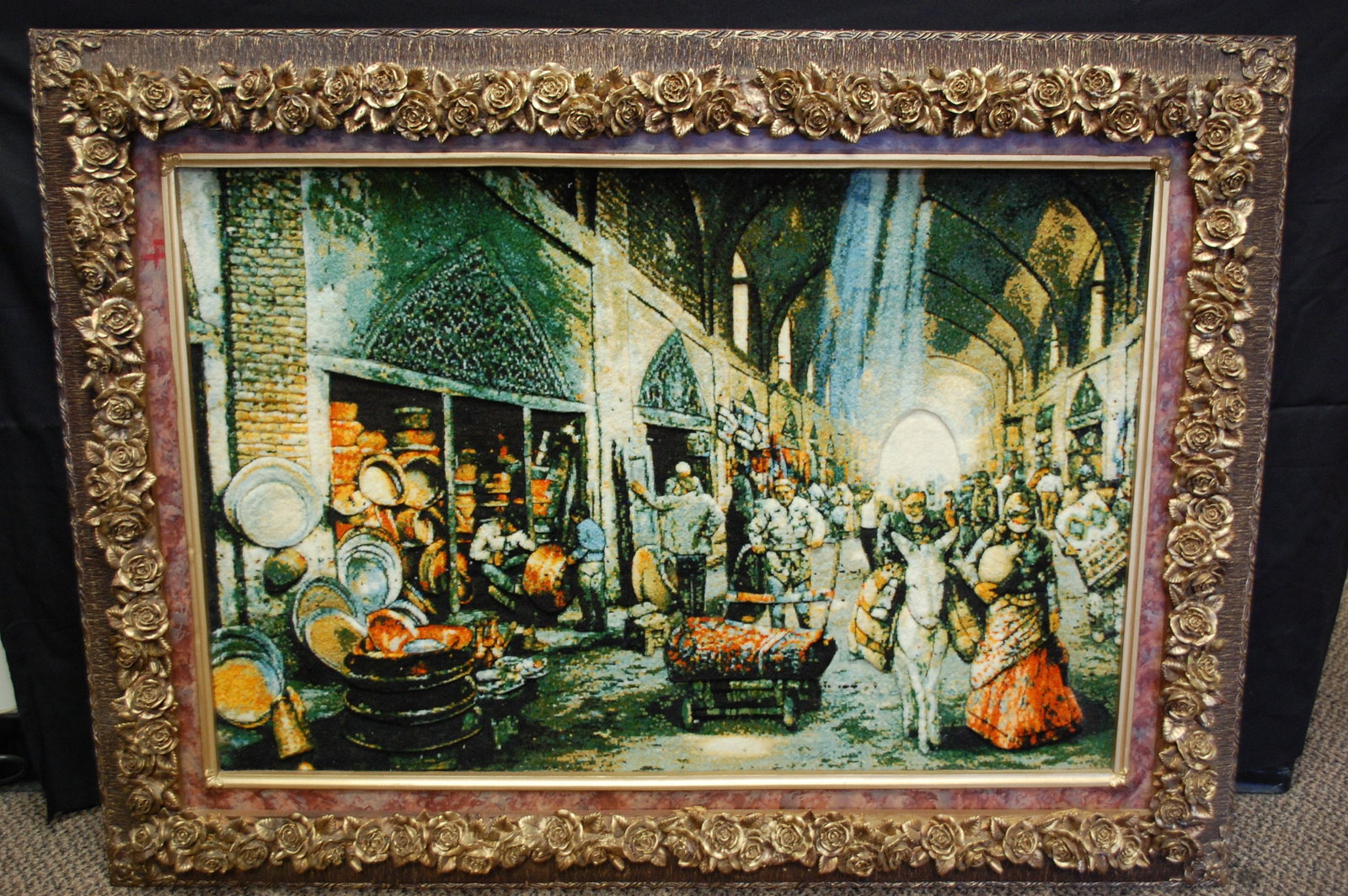 Framed Persian -TABRIZ 60 RAJ PICTURAL ORIENTAL RUG 2'11" x 3'11" KURK WOOL_HIGH KPSI_ (1 of 16)