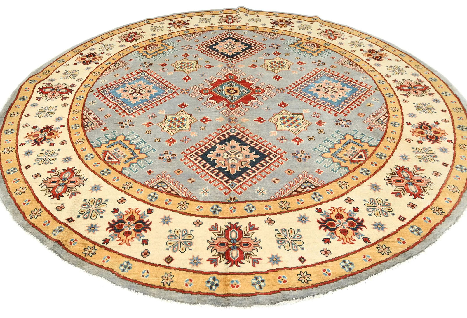 Gray Tribal Geometric 8X8 Kazak Oriental Rug - 2