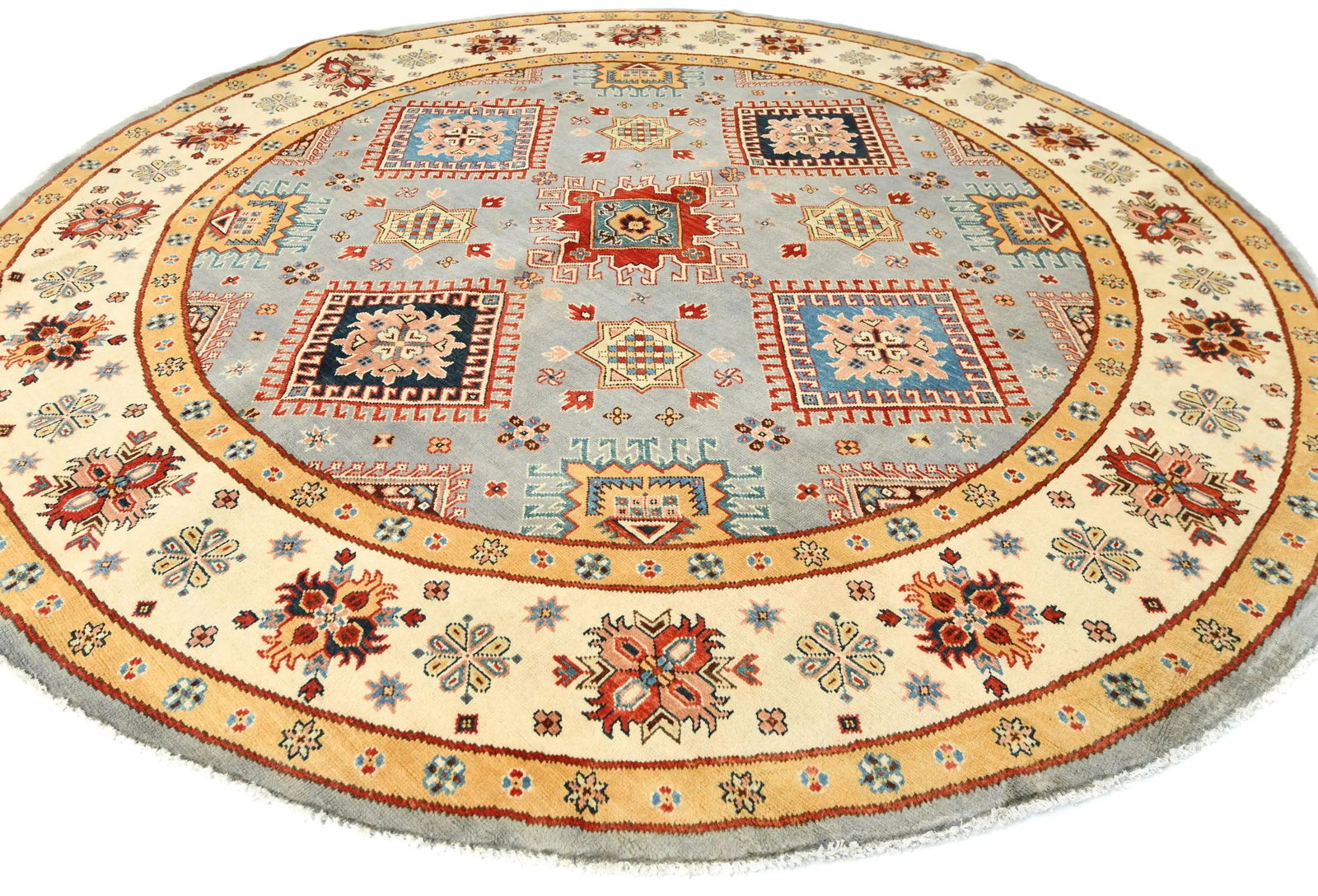 Gray Tribal Geometric 8X8 Kazak Oriental Rug - 3