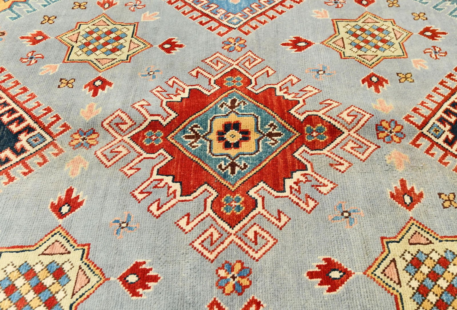 Gray Tribal Geometric 8X8 Kazak Oriental Rug - 5