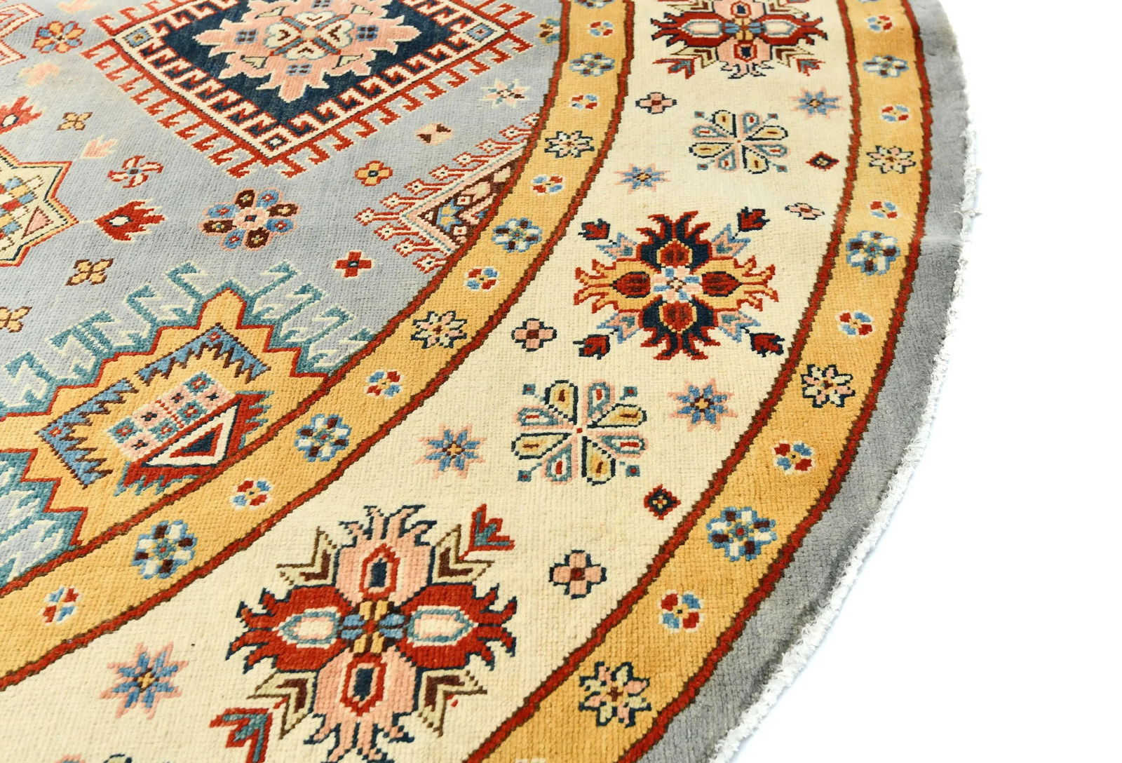 Gray Tribal Geometric 8X8 Kazak Oriental Rug - 8