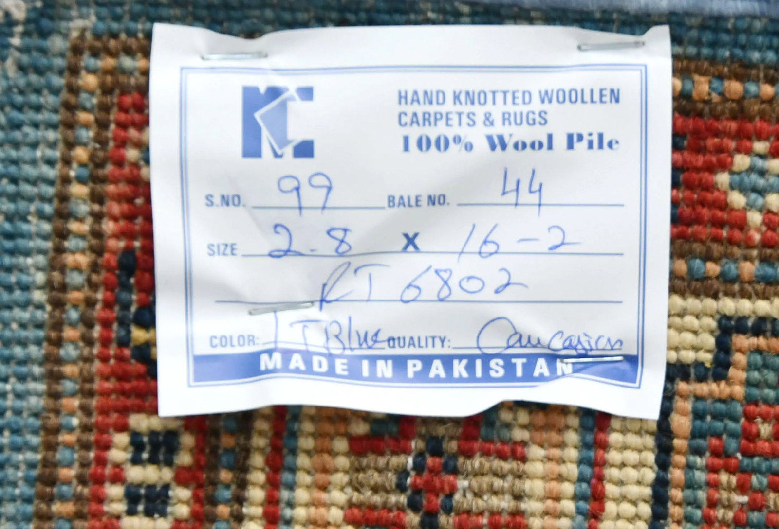 Blue Tribal Geometric 3X16 Kazak Oriental Runner Rug - 12