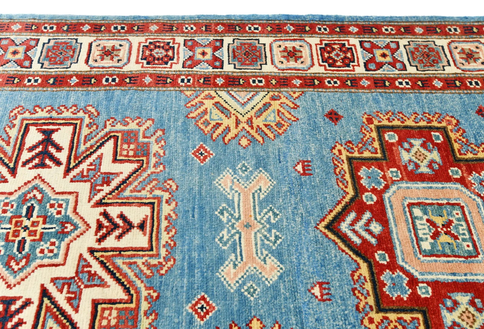 Blue Tribal Geometric 3X16 Kazak Oriental Runner Rug - 5