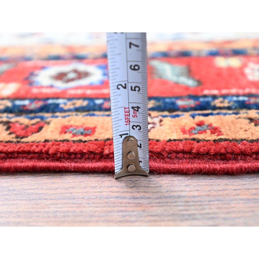 Smoke Gray Hand Knotted Peshawar Seeripe Heris Design Velvety Wool Rug - 6