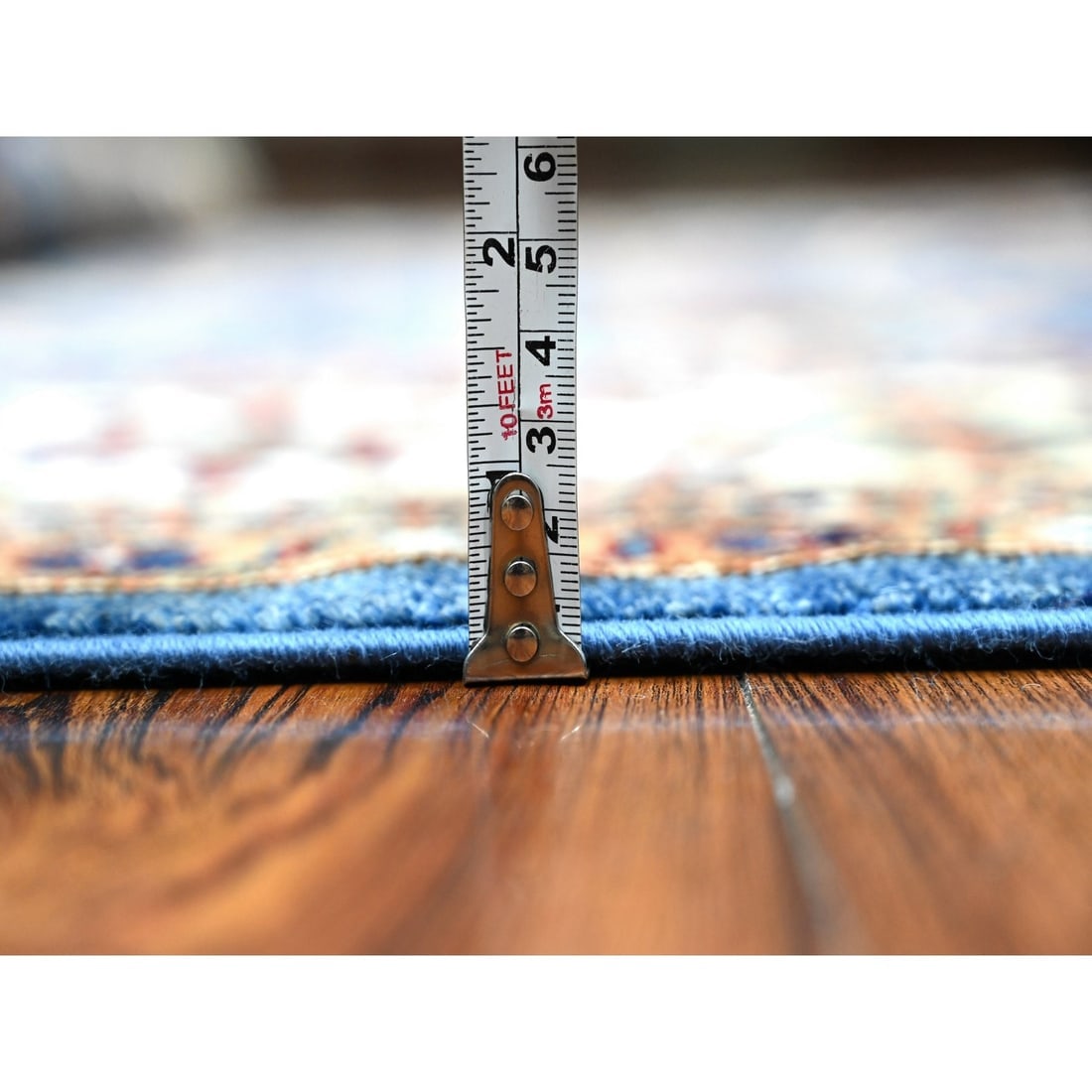 Cobalt Blue Hand Knotted Wool Tribal Motifs Super Kazak Oriental Rug - 5