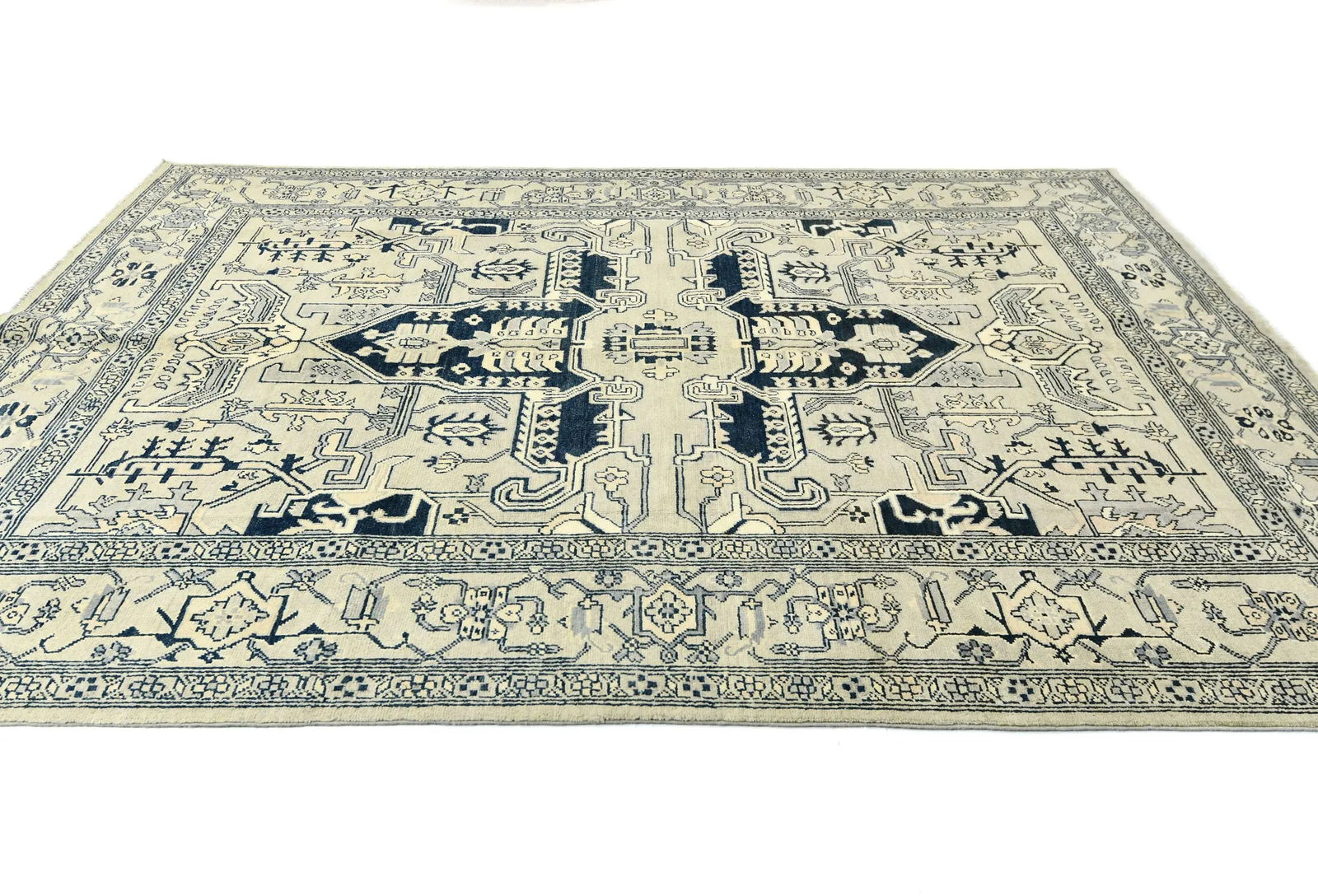 Greige Tribal Geometric 6X9 Heriz Serapi Oriental Rug - 4