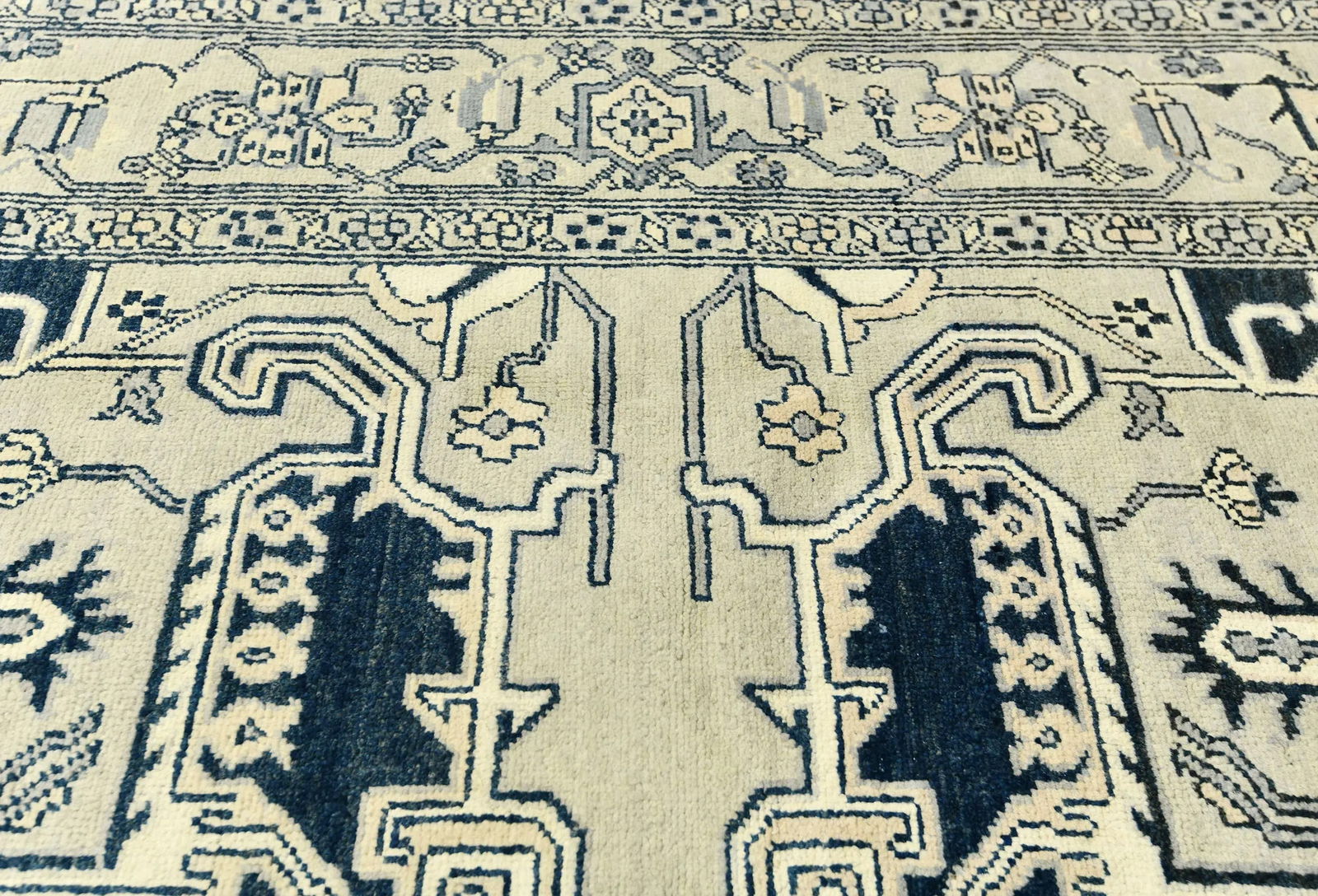 Greige Tribal Geometric 6X9 Heriz Serapi Oriental Rug - 7