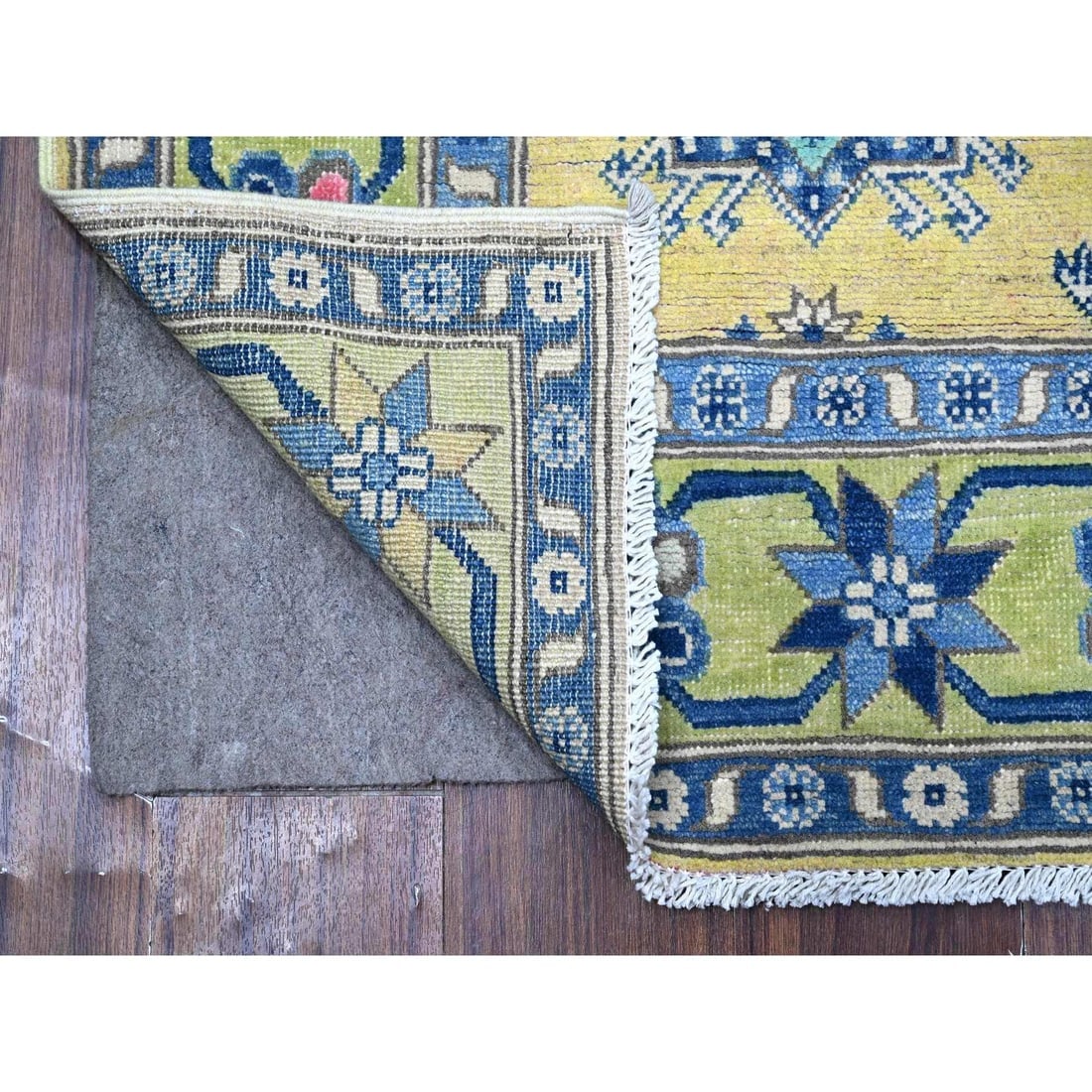 Old Gold All Natural Wool Fusion Kazak Hand Knotted Oriental Rug - 2