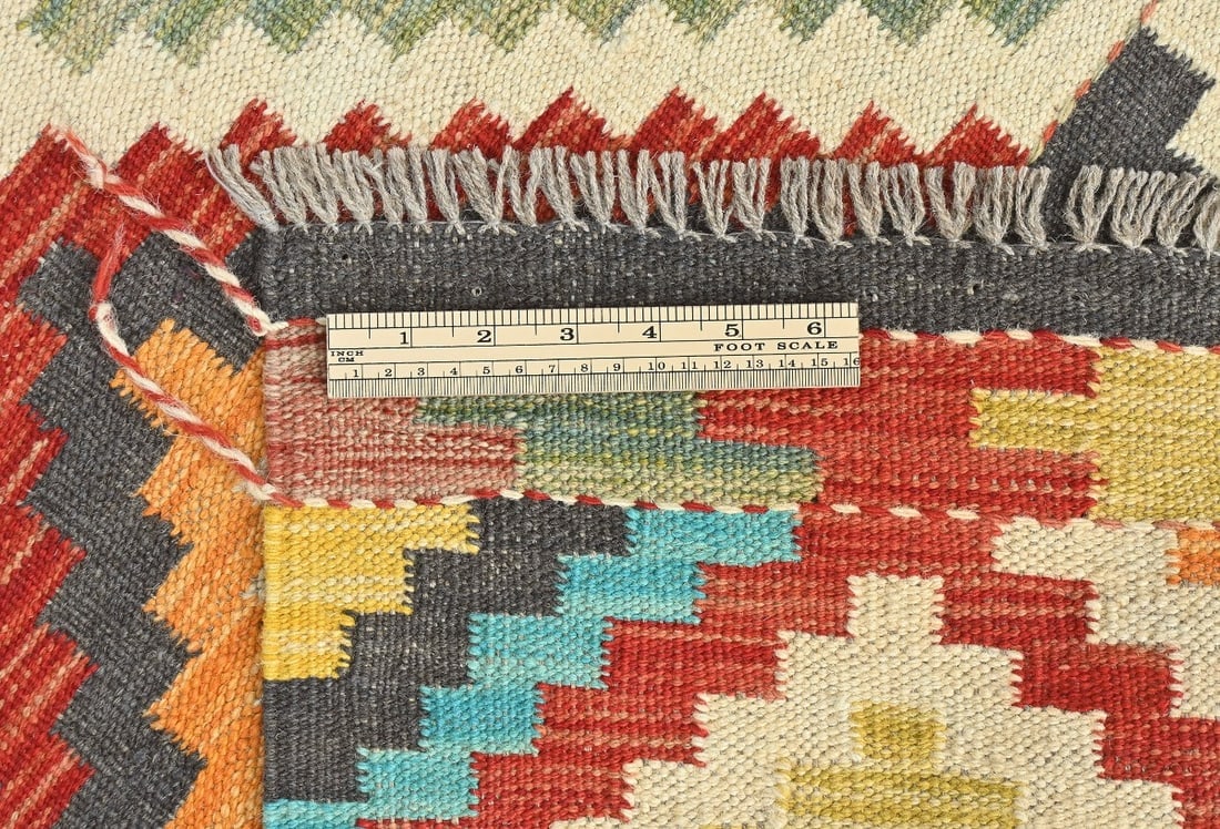 Multicolored Geometric Reversible 4X6 Kilim Oriental Rug - 11