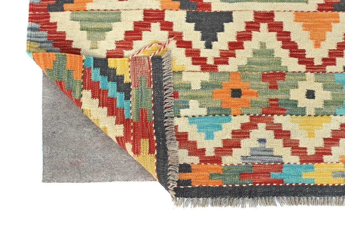 Multicolored Geometric Reversible 4X6 Kilim Oriental Rug - 12