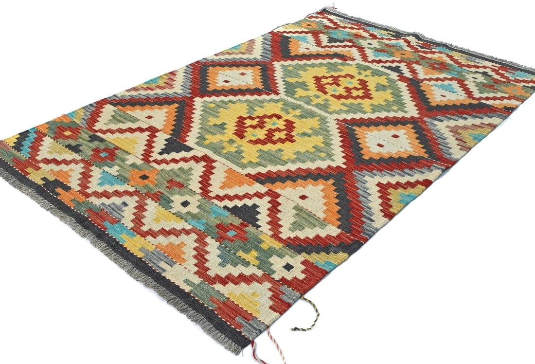 Multicolored Geometric Reversible 4X6 Kilim Oriental Rug - 3