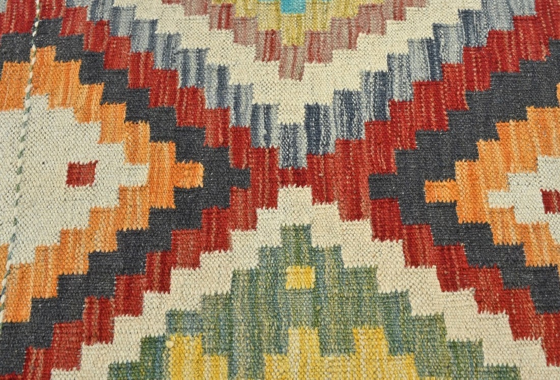 Multicolored Geometric Reversible 4X6 Kilim Oriental Rug - 7