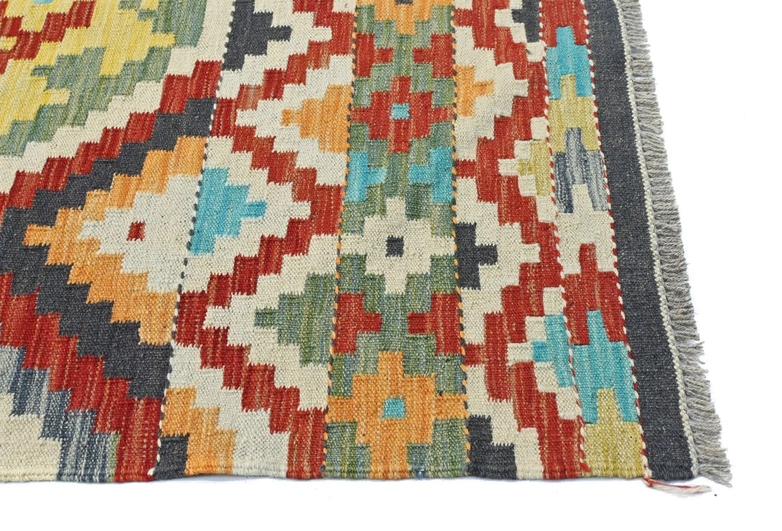 Multicolored Geometric Reversible 4X6 Kilim Oriental Rug - 8