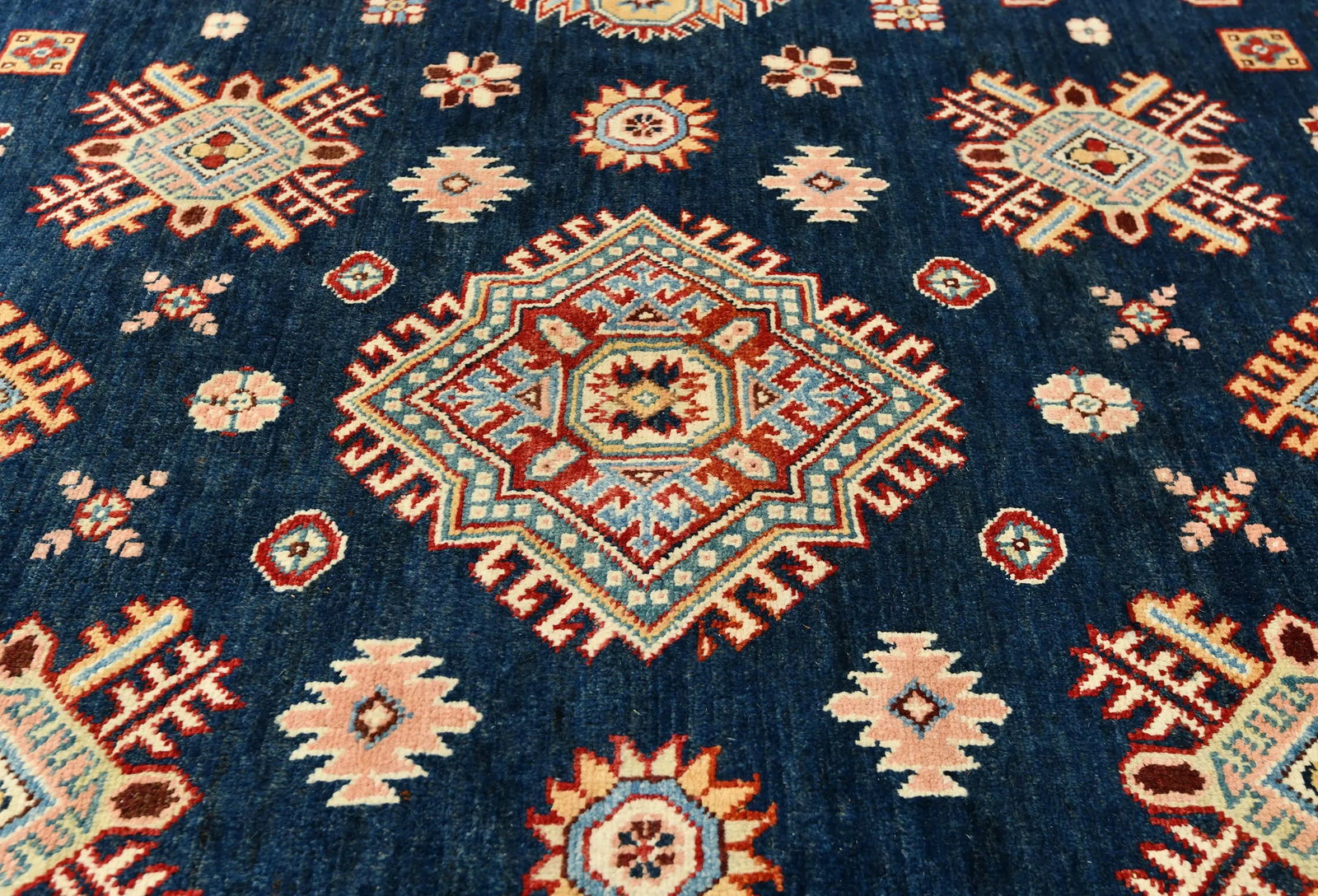 Navy Tribal Geometric 8X10 Kazak Pakistan Oriental Rug - 5