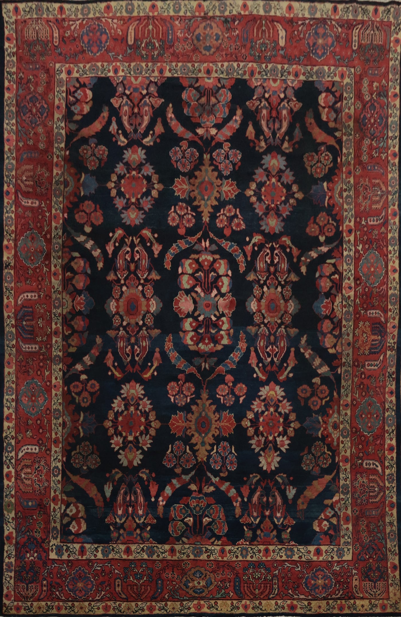 Pre-1900 Vegetable Dye Sultanabad Persian Area Rug 9x13: Title:Pre-1900 Vegetable Dye Sultanabad Persian Area Rug 9x13Origin:A Beautiful Genuine Iran ( Persia ) Sultanabad rug is Hand Knotted by skillful weavers in Iran ( Persia ) with 100% Wool Material.