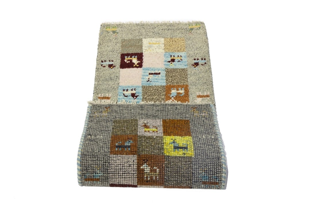 Gray Tribal 1'4X4 Indo-Gabbeh Oriental Rug - 12