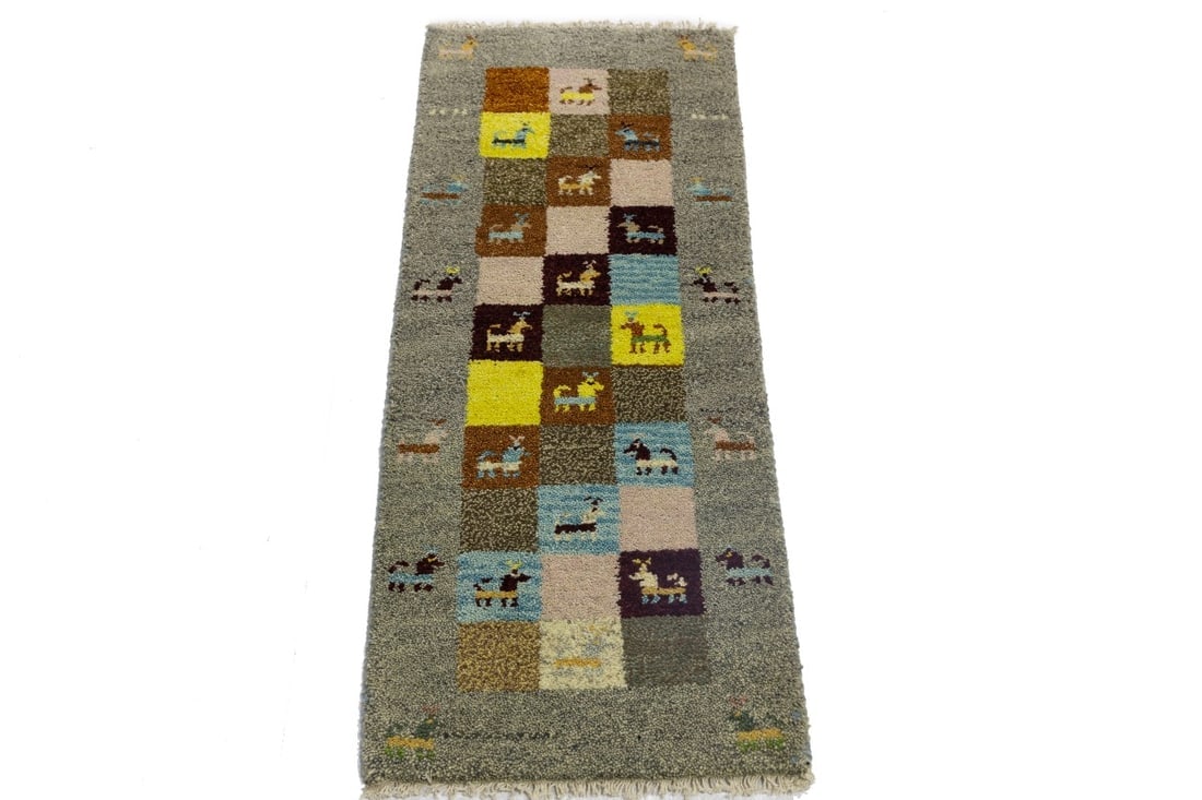 Gray Tribal 1'4X4 Indo-Gabbeh Oriental Rug - 2