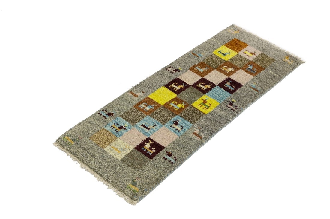 Gray Tribal 1'4X4 Indo-Gabbeh Oriental Rug - 3