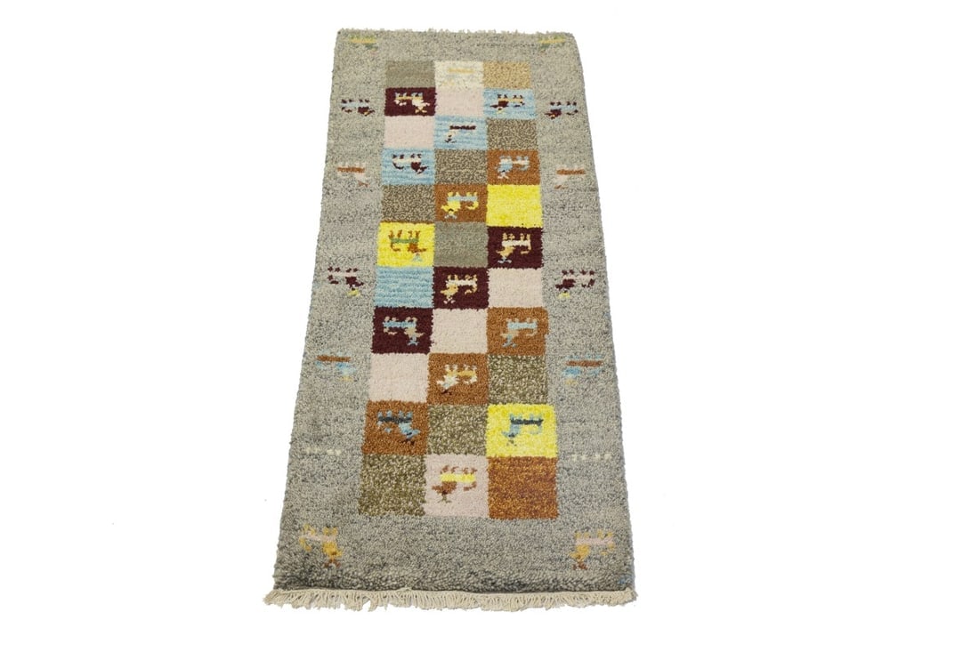 Gray Tribal 1'4X4 Indo-Gabbeh Oriental Rug - 4