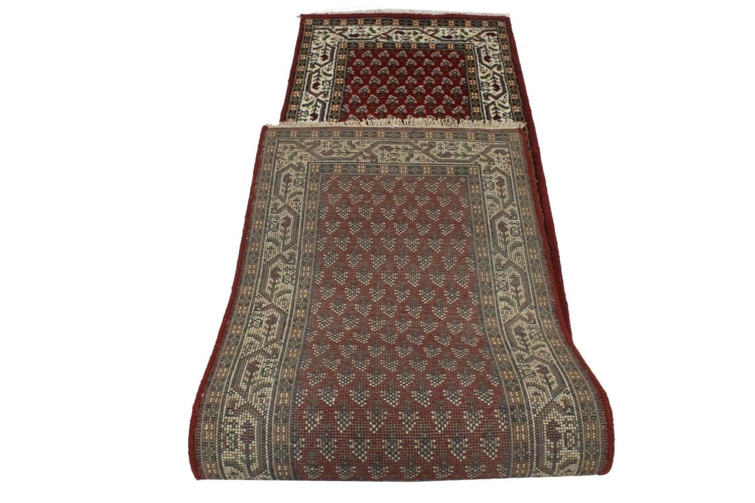 Red Floral 2'5X10 Indo Botemir Oriental Runner Rug - 11