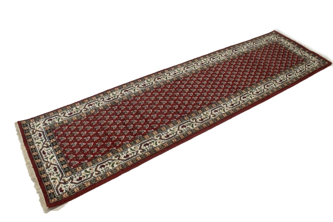 Red Floral 2'5X10 Indo Botemir Oriental Runner Rug - 3