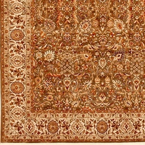 Hand Knotted Indo-Tabriz Rug 8'9"x11'8" Green Wool Oriental Carpet New - 5