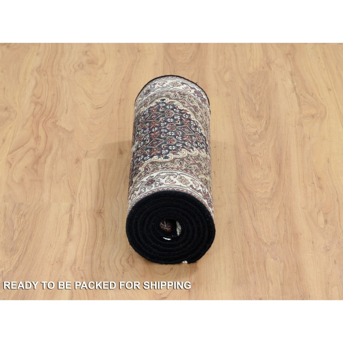 Rich Black Tabriz Mahi 175 KPSI Pure Wool Hand Knotted Runner Rug - 6