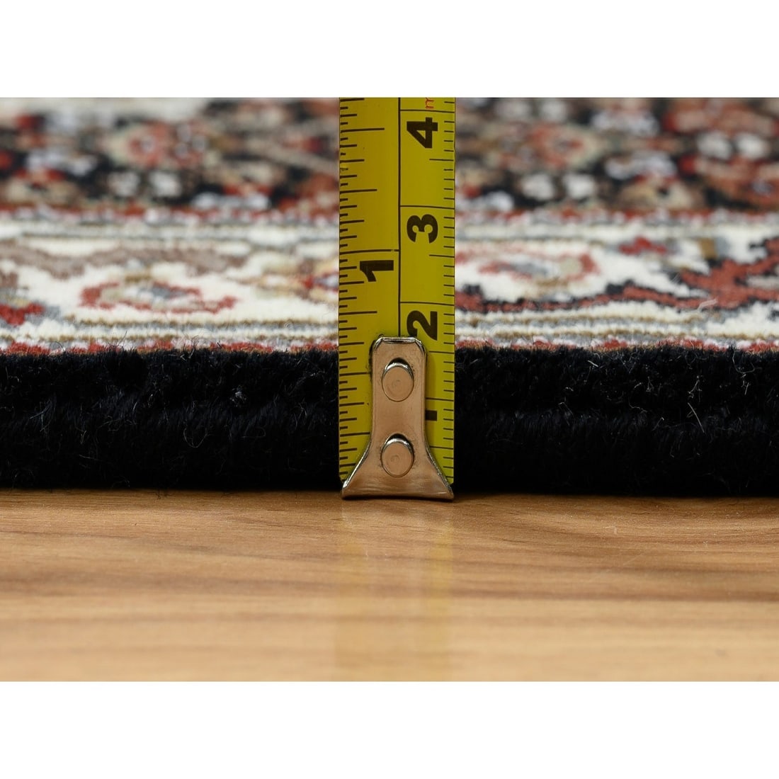 Rich Black Tabriz Mahi 175 KPSI Pure Wool Hand Knotted Runner Rug - 7
