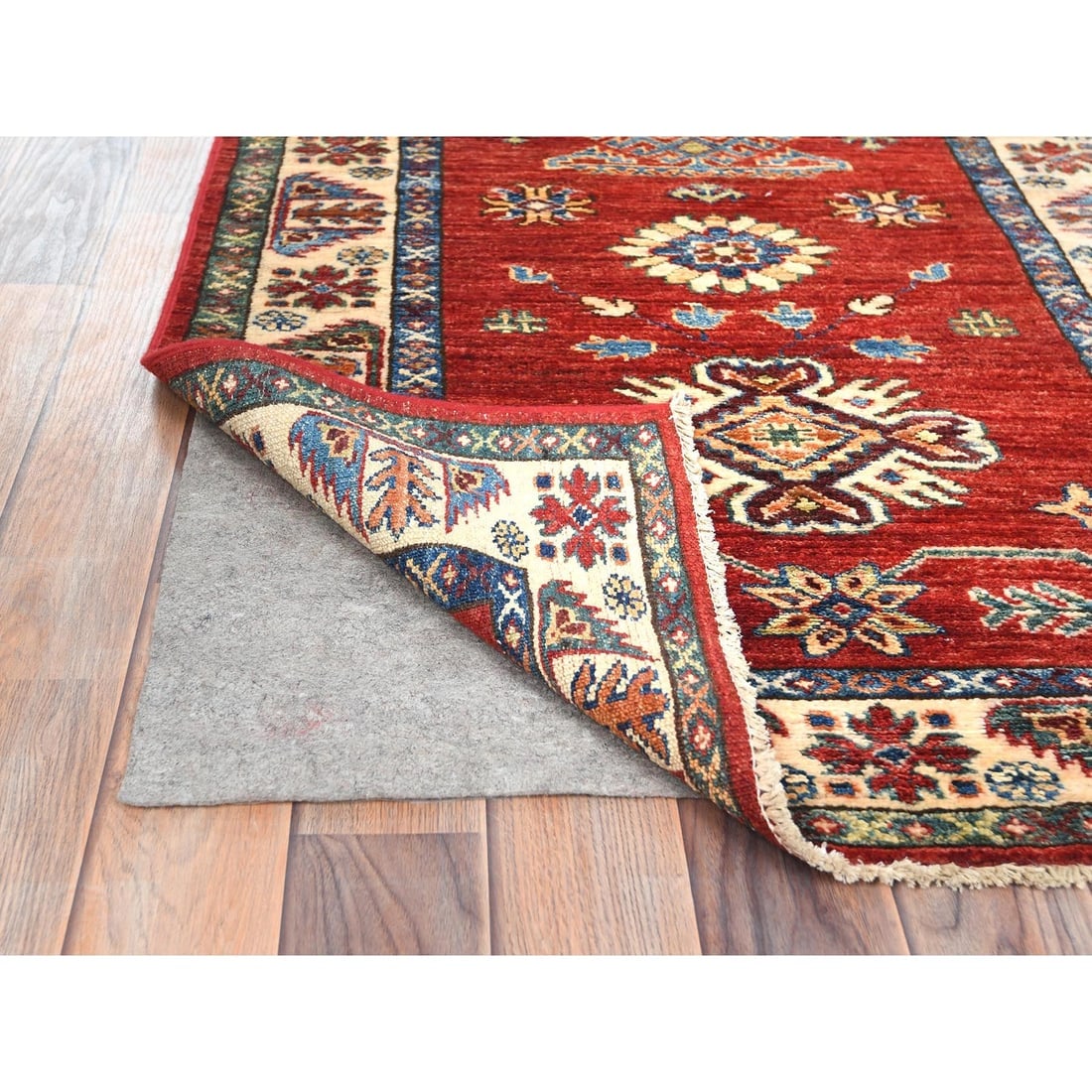 Fire Brick Afghan Super Kazak Wool Hand Knotted Runner Oriental Rug - 3